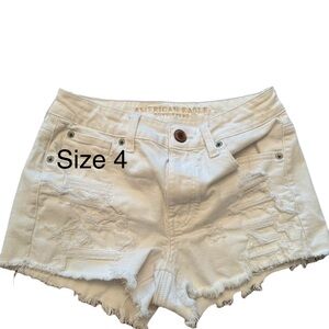 American Eagle white denim shorts